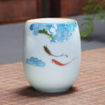 Buddha Stones Koi Fish Lotus Landscape Dandelion Peony Flower Ceramic Teacup Kung Fu Tea Cup Cup BS 2