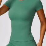 Buddha Stones Women Short Sleeve T-Shirt Top High Waist Leggings Pants For Sports Yoga 2-Piece Outfit BS 32