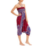 Buddha Stones Two Style Wear Sunflower Loose Smocked Harem Trousers Jumpsuit High Waist Pants Harem Pants BS 11