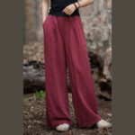 Buddha Stones Retro Wide Leg Pants Casual Women's Yoga Pants With Pockets Wide Leg Pants BS 15