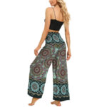 Buddha Stones Boho Mandala Print Lace-up Wide Leg Pants Women's Yoga Pants Women's Wide Leg Pants BS 13