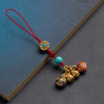 Buddha Stones Gold Swallowing Beast Family Luck Car Key Chain Phone Hanging Decoration Hanging Decoration BS A Family Of Five Red Phone Hanging Decoration