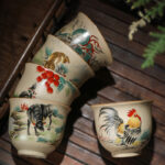 Buddha Stones 12 Chinese Zodiac Ceramic Teacup Kung Fu Tea Cup 130ml Cup BS 1