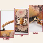 Buddha Stones Flower Pattern Bamboo Handle Metal Chain Crossbody Bag Handbags Crossbody Bag&Handbags BS 5