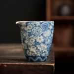 Buddha Stones Blue and White Porcelain Chinese Gongfu Tea Ceramic Kung Fu Teapot Cup Tea Filter Canister Teapot BS Cup 8.5cm*8.5cm*190ml