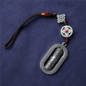 Buddha Stones Tibet Om Mani Padme Hum Prayer Wheel Peace Rotatable Car Hanging Decoration Car Hanging Decoration BS Om Mani Padme Hum(Love♥Focus)