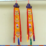 Buddha Stones Lotus Flower Eight Auspicious Symbols Meditation Enlightenment Colorful Tassels Wall Art Wall Art BS 9