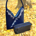 Buddha Stones Handmade Embroidery Pattern Canvas Shoulder Bag Tote Bag Set Bag BS 3