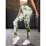 Buddha Stones Tie Dye Print Pants Sports Fitness Yoga High Waist Leggings Women's Yoga Pants Leggings BS 16