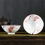 Buddha Stones Flowers Fu Character Mountains Lotus Cherry Blossoms Ceramic Teacup Kung Fu Tea Cup Cup BS Red Flower Branches 8.5cm*4cm*90ml
