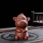 Buddha Stones Chinese Zodiac Purple Clay Wealth Ceramic Tea Pet Home Figurine Decoration Decorations BS Monkey 4.3cm*4.3cm*7.5cm