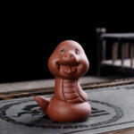 Buddha Stones Chinese Zodiac Purple Clay Wealth Ceramic Tea Pet Home Figurine Decoration Decorations BS Snake 5.3cm*4.2cm*7cm