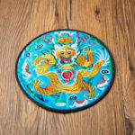 Buddha Stones Dragon Embroidery Cup Mat Pad Tea Cup Coaster Kung Fu Tea Mat Tea Mat BS Light Blue Dragon