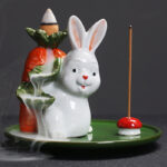 Year of the Rabbit Carrot Mushrooms Rabbit Ceramic Bunny Blessing Incense Burner (Extra 30% Off | USE CODE: FS30) Incense Burner BS 5