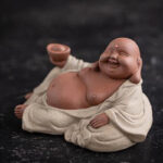 Buddha Stones Laughing Buddha Ingots Attract Wealth Purple Clay Maitreya Statue Decoration Decorations BS 12
