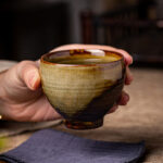Buddha Stones Retro Brown Kiln Change Ceramic Teacup Kung Fu Tea Cup Cup BS 3