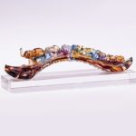 Buddha Stones Handmade Liuli Crystal Ruyi Elephant Art Piece Home Decoration With Crystal Base Decorations BS 7