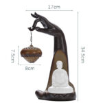 Buddha Stones Led Buddha Hand Backflow Smoke Fountain Healing Ceramic Stick Incense Burner Decoration Incense Burner BS 11