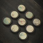 Buddha Stones Plum Blossom Peach Heart Sutra Loquat Magnolia Persimmon Ceramic Cup Mat Pad Coaster Kung Fu Tea Mat Cup Mat BS 1