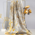Buddha Stones Jungle Oil Painting Auspicious Clouds 100% Mulberry Silk Scarf Premium Grade 6A Double-sided Silk Neck Scarf Silk Shawl BS 4