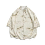 Buddha Stones Green Yellow Bamboo Leaves Print Half Sleeve Shirt Men's T-shirt T-shirt BS 14