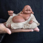 Buddha Stones Laughing Buddha Ingots Attract Wealth Purple Clay Maitreya Statue Decoration Decorations BS 11
