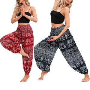 Buddha Stones Elephant Geometry Pattern Casual Loose Harem Trousers Women's Yoga Pants Women's Harem Pants BS main