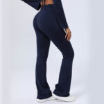 Buddha Stones Long Sleeve Backless Strap Top Bra Flare Pants Fitness Yoga Outfit 2-Piece Outfit BS 30