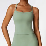 Buddha Stones Solid Color Crop Tank Top High Waist Shorts Sports Fitness Gym Yoga Outfits 2-Piece Outfit BS 55