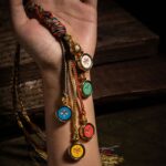 Buddha Stones Tibet Handmade Five God Of Wealth Thangka Protection Wall Car Hanging Decoration Car Hanging Decoration BS 7