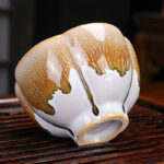 Buddha Stones 6Pcs Plum Blossom Petal Pattern Chinese Jianzhan Kiln Change Ceramic Teacup Kung Fu Tea Cup Bowl With Gift Box Jian Zhan Tea Cup BS 7