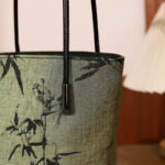Buddha Stones Green Bamboo Print Vintage Crossbody Bag Handbag Crossbody Bag&Handbags BS 5