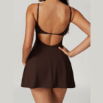 Buddha Stones Solid Backless Tennis Yoga Women Sports Dress Sports Dress BS 18