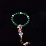 Buddha Stones Natural Green Agate Wrist Mala Success Charm Pocket Mala Car Decoration Wrist Mala&Decorations BS 5