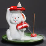 Year of the Rabbit Carrot Mushrooms Rabbit Ceramic Bunny Blessing Incense Burner (Extra 30% Off | USE CODE: FS30) Incense Burner BS 16