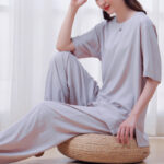 Buddha Stones 2Pcs Half Sleeve T-Shirt Pants Meditation Zen Tai Chi Cotton Linen Clothing Unisex Set Women's Meditation Cloth BS 11