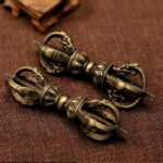 Buddha Stones Handmade Nepal Five Prong Three Prong Vajra Dorje Strength Copper Decoration Dorje BS 4
