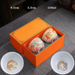 Buddha Stones 2Pcs Dragon Phoenix Ceramic Teacup Kung Fu Tea Cups Cup BS 2Pcs Dragon And Phoenix 8.3cm*5.3cm*150ml