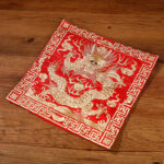 Buddha Stones Crane Phoenix Dragon Kirin Embroidered Cup Mat Pad Tea Cup Coaster Square Kung Fu Tea Mat Tea Mat BS Red Golden Dragon