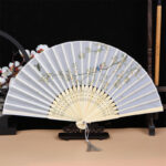 Buddha Stones Classic Birds Singing Flowers Handheld Bamboo Folding Fan Folding Fan BS Birds Singing and Flowers