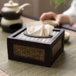 Buddha Stones Handmade Bamboo Woven Wood Tissue Box Wooden Tissue Holder Wipes Boxes Decoration Decorations BS 3