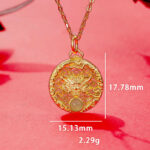 Buddha Stones 925 Sterling Silver Year Of The Dragon Round Natural Hetian Jade Inlaid Strength Necklace Pendant (Extra 30% Off | USE CODE: FS30) Necklaces & Pendants BS 6