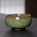 Buddha Stones Chinese Green Ice Crack Design Jianzhan Kiln Change Porcelain Teacup Kung Fu Tea Cup Jian Zhan Tea Cup BS 2