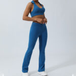 Buddha Stones 2Pcs Workout Sleeveless Backless Top Shorts Flared Pants Sports Fitness Yoga Outfit Set 2-Piece Outfit BS 18