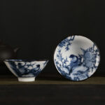 Buddha Stones Flowers Fu Character Mountains Lotus Cherry Blossoms Ceramic Teacup Kung Fu Tea Cup Cup BS Blue Bird Branches 8.5cm*4cm*90ml