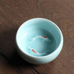 Buddha Stones Colorful Koi Fish Ceramic Teacup Kung Fu Tea Cup Bowl Cup BS 29