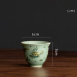 Buddha Stones Green Porcelain Butterfly Flower Salmon Fish Ceramic Gaiwan Sancai Teacup Kung Fu Tea Cup And Saucer With Lid Cup BS Salmon Cup 6cm*5cm*60ml