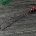 Buddha Stones Green Sandalwood Ebony Wood Gourd Seven Layer Pagoda Positive Phone Hanging Decoration Phone Hanging Decoration BS 13