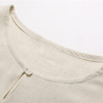 Buddha Stones Men's Solid Color Round Neck Short Sleeve Cotton Linen Shirt Men's Shirts BS 19