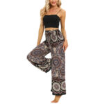 Buddha Stones Boho Mandala Print Lace-up Wide Leg Pants Women's Yoga Pants Women's Wide Leg Pants BS 4